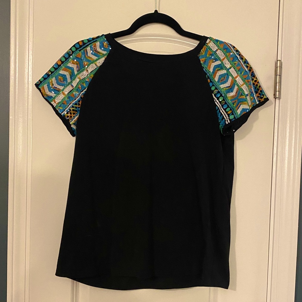 SHEIN Sequin Short Sleeve Top